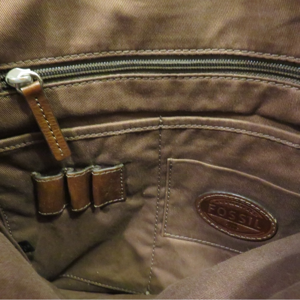 Fossil Brown Messenger Bag with Nylon adjustable strap - Picture 7 of 16